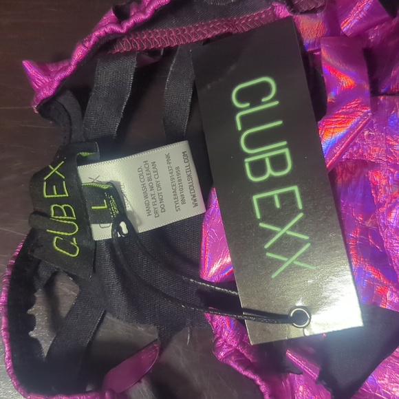 NWT Dolls Kill Club Exx pink iridescent cutout shorties. - Picture 5 of 8